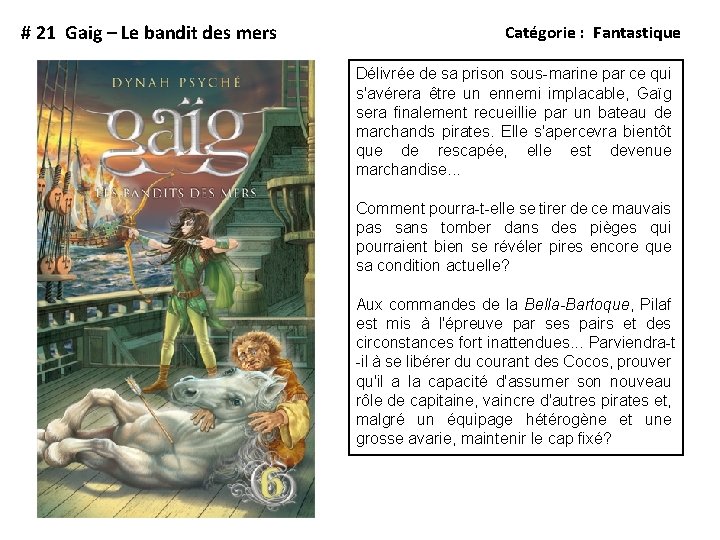 # 21 Gaig – Le bandit des mers Catégorie : Fantastique Délivrée de sa