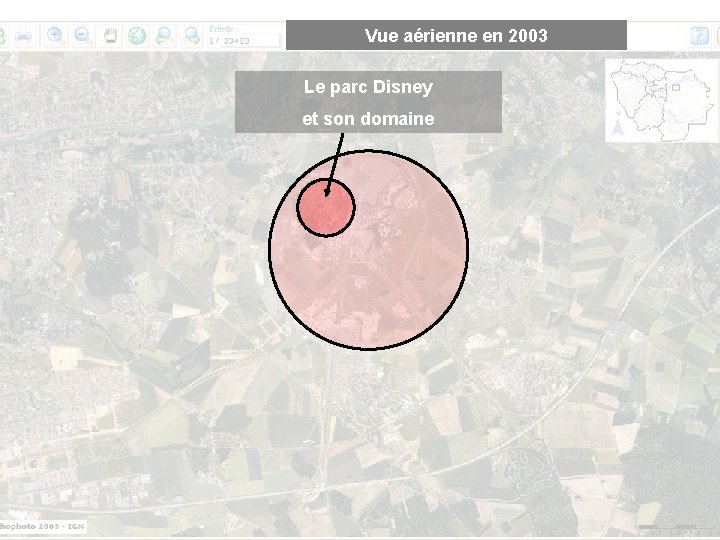 Vue aérienne en 2003 Le parc Disney et son domaine Vue aérienne en 2003 Le parc Disney et son domaine