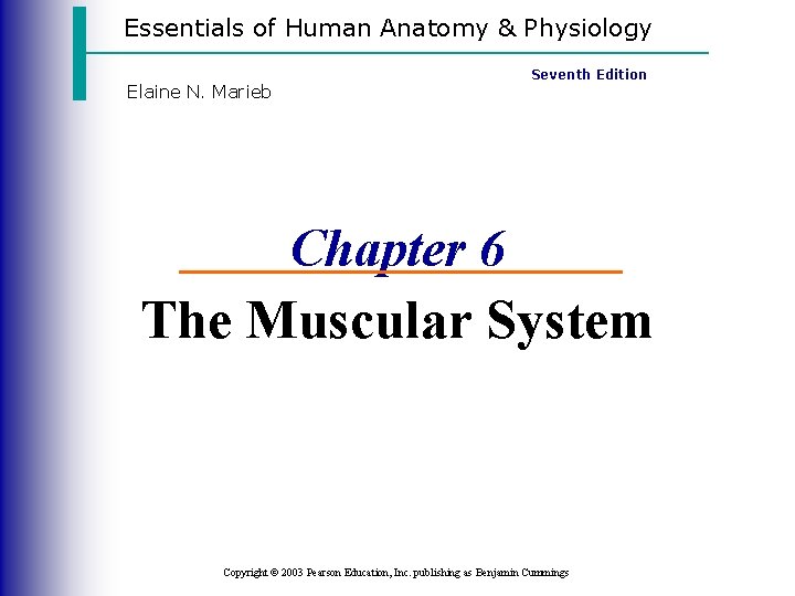 Essentials of Human Anatomy & Physiology Elaine N. Marieb Seventh Edition Chapter 6 The
