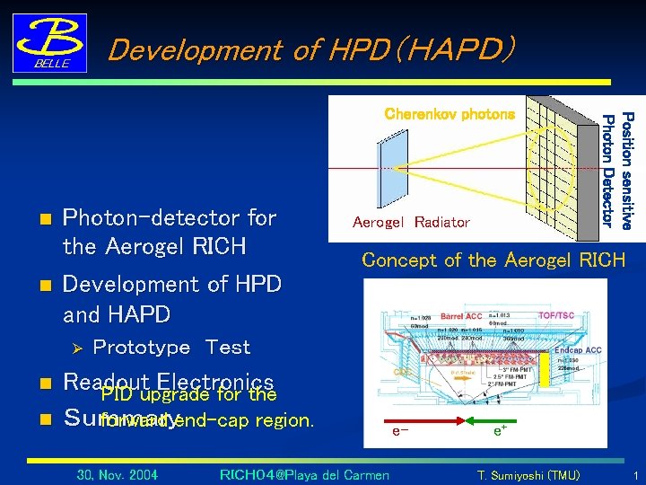 Development of HPD（ＨＡＰＤ） n n Photon-detector for the Aerogel RICH Development of HPD and