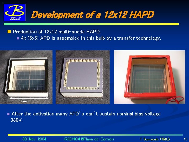Development of a 12 x 12 HAPD n Production of 12 x 12 multi-anode