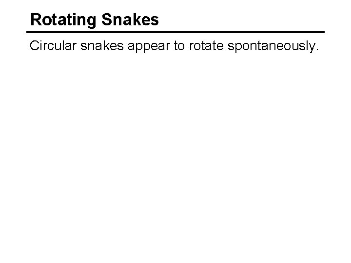 Rotating Snakes Circular snakes appear to rotate spontaneously. 