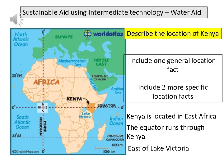 Sustainable Aid using Intermediate technology – Water Aid Describe the location of Kenya Include