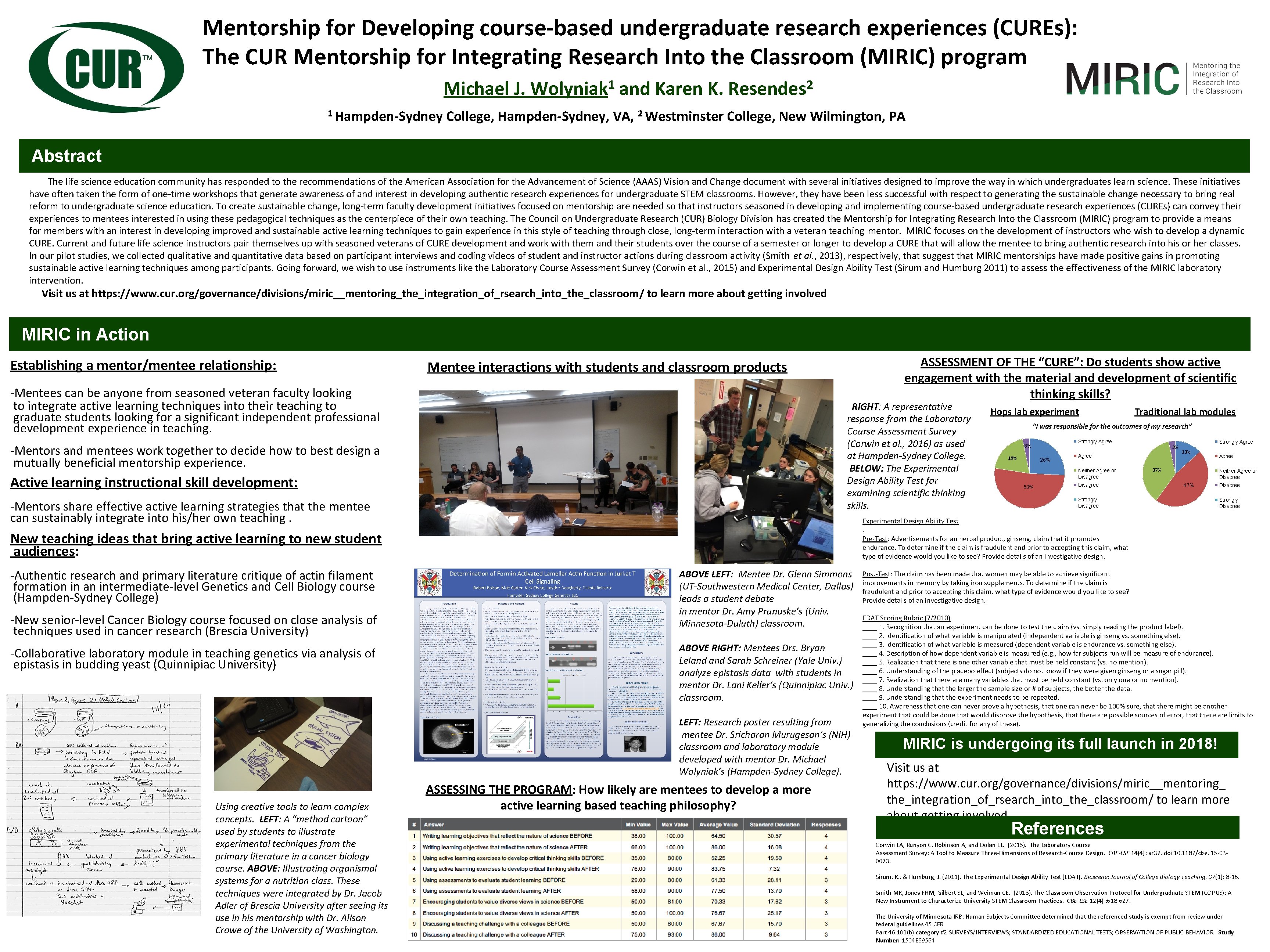 Mentorship for Developing course‐based undergraduate research experiences (CUREs): The CUR Mentorship for Integrating Research