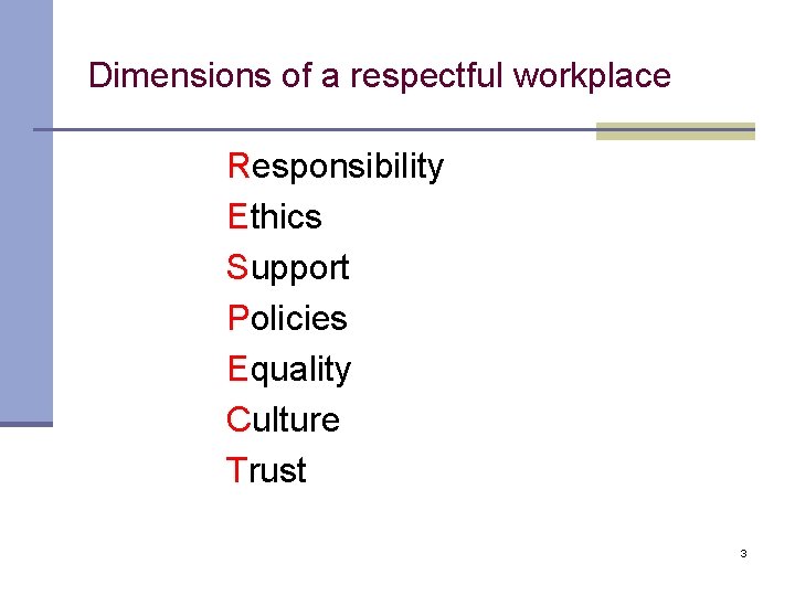 Create a Culture Built on RESPECT Presented to
