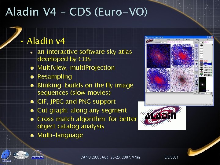 Aladin V 4 – CDS (Euro-VO) • Aladin v 4 an interactive software sky