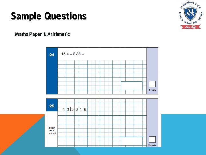 Sample Questions Maths Paper 1: Arithmetic 