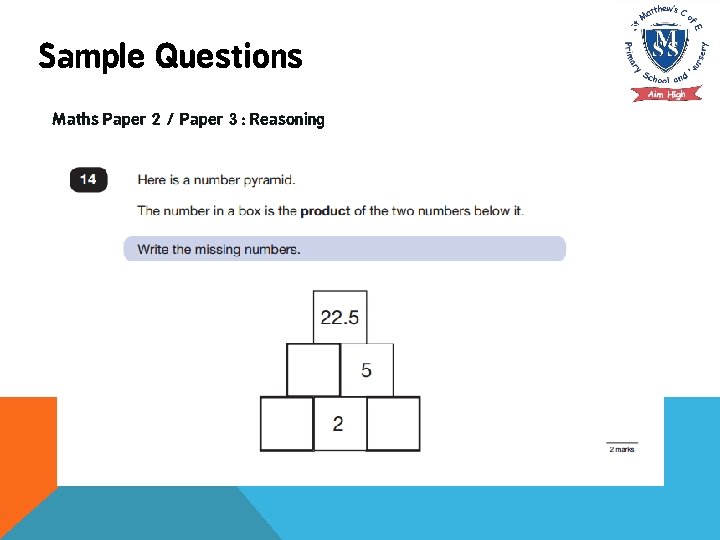 Sample Questions Maths Paper 2 / Paper 3 : Reasoning 