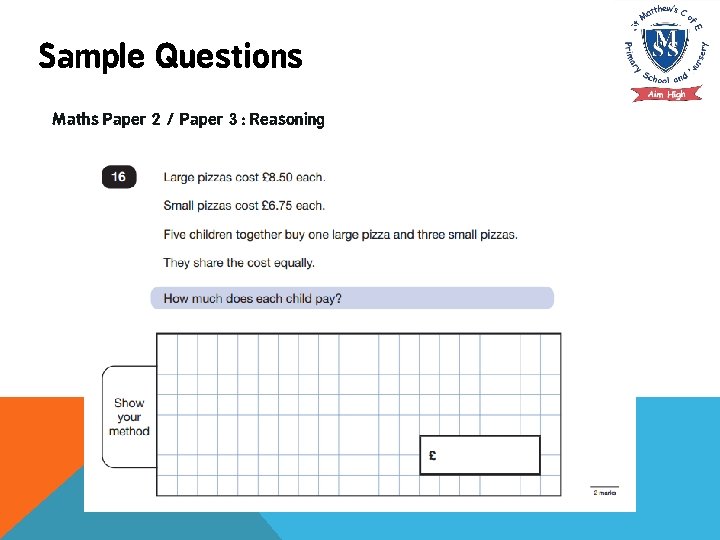 Sample Questions Maths Paper 2 / Paper 3 : Reasoning 