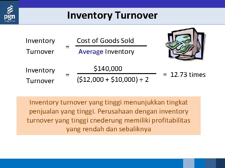 Inventory Turnover = Cost of Goods Sold Average Inventory = $140, 000 ($12, 000