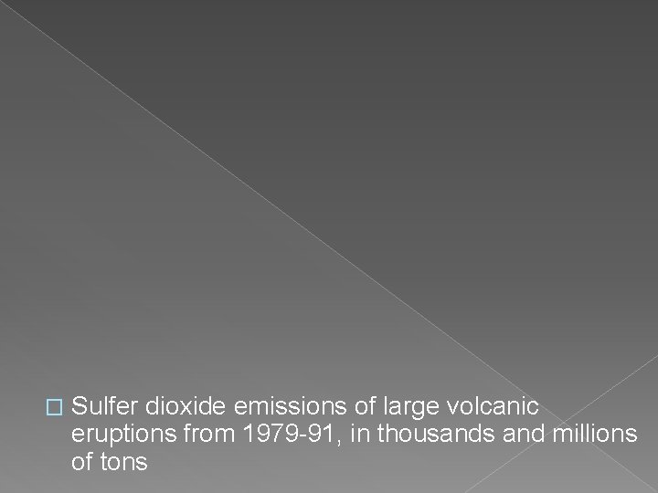 � Sulfer dioxide emissions of large volcanic eruptions from 1979 -91, in thousands and