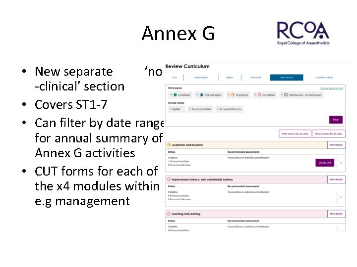 Annex G • New separate ‘non -clinical’ section • Covers ST 1 -7 •