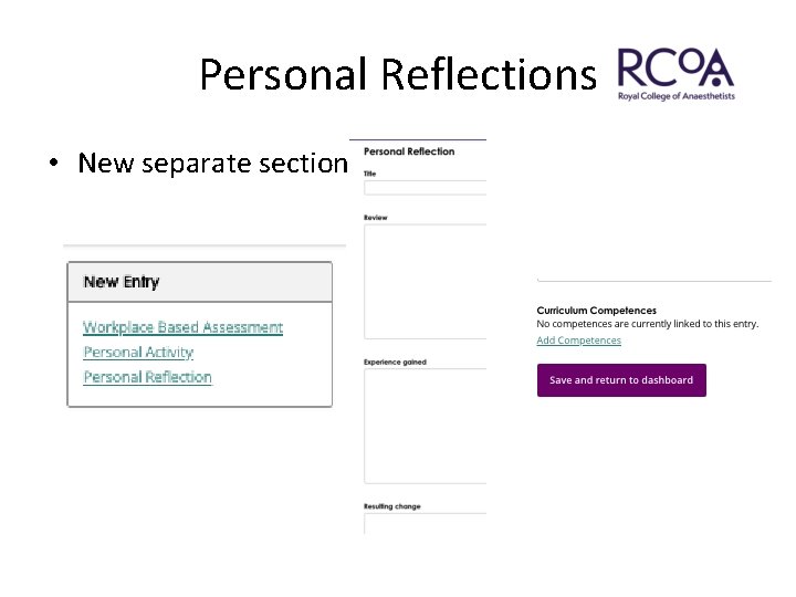 Personal Reflections • New separate section 