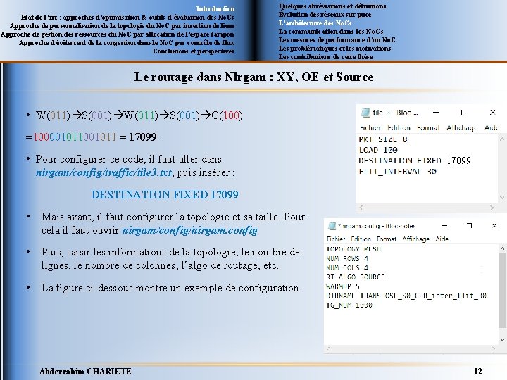 Introduction État de l’art : approches d’optimisation & outils d’évaluation des No. Cs Approche