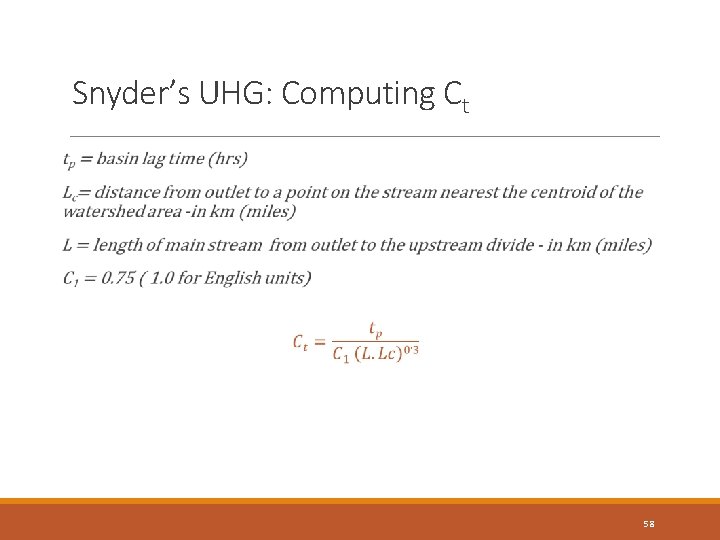 Snyder’s UHG: Computing Ct 58 Snyder’s UHG: Computing Ct 58