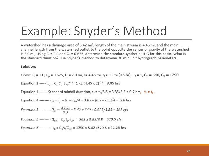 Example: Snyder’s Method 66 Example: Snyder’s Method 66