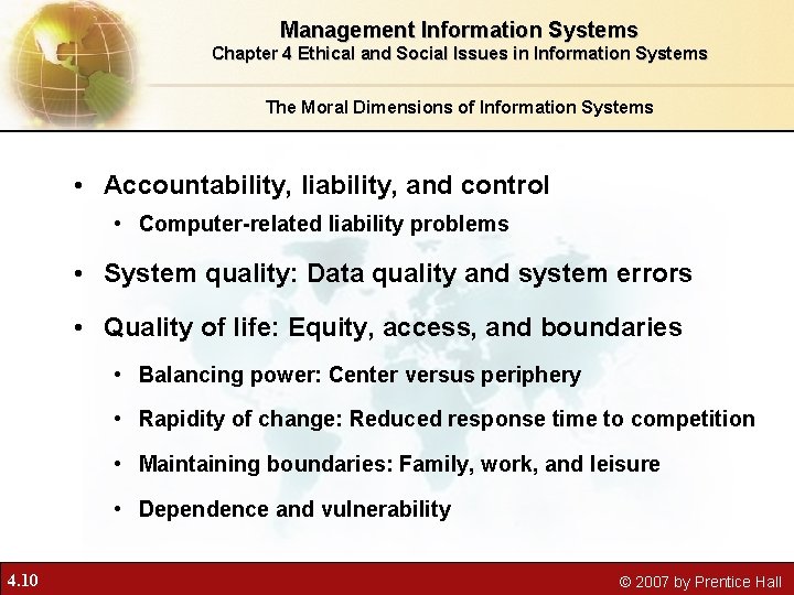 Management Information Systems Chapter 4 Ethical and Social Issues in Information Systems The Moral