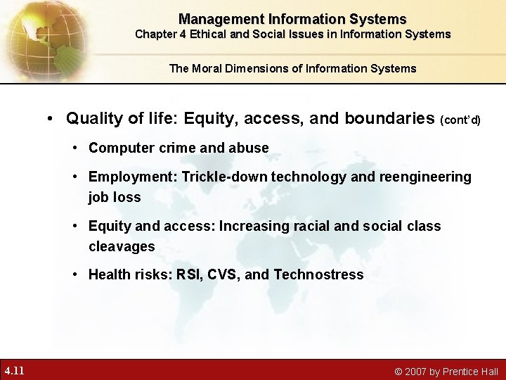 Management Information Systems Chapter 4 Ethical and Social Issues in Information Systems The Moral