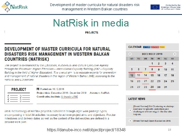 Development of master curricula for natural disasters risk management in Western Balkan countries Nat.