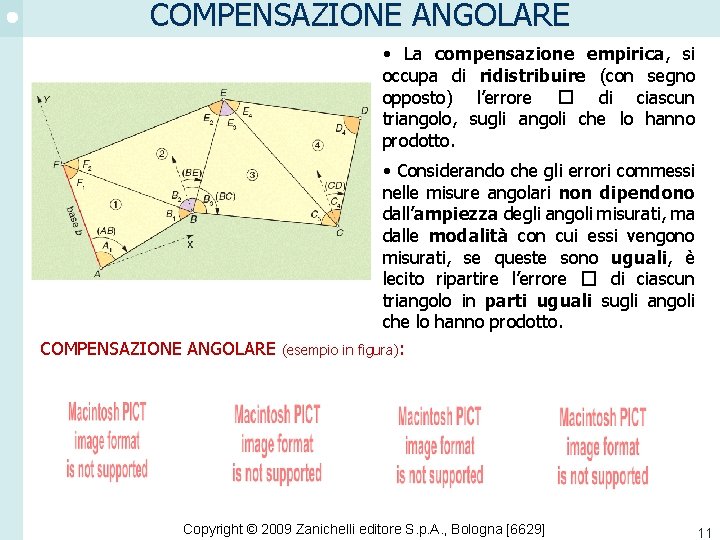 COMPENSAZIONE ANGOLARE • La compensazione empirica, si occupa di ridistribuire (con segno opposto) l’errore