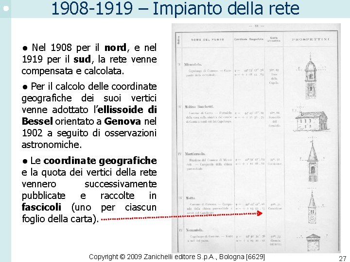 1908 -1919 – Impianto della rete ● Nel 1908 per il nord, e nel