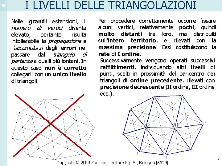 I LIVELLI DELLE TRIANGOLAZIONI Nelle grandi estensioni, il numero di vertici diventa elevato, pertanto