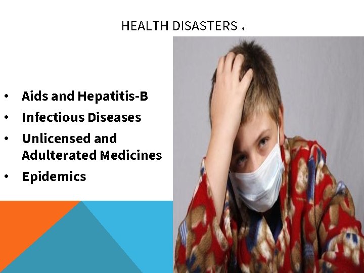 HEALTH DISASTERS • Aids and Hepatitis-B • Infectious Diseases • Unlicensed and Adulterated Medicines