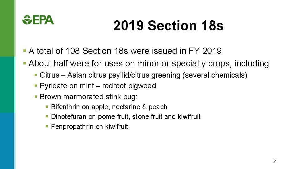 2019 Section 18 s § A total of 108 Section 18 s were issued