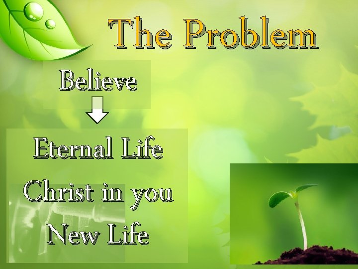 The Problem Believe Eternal Life Christ in you New Life 