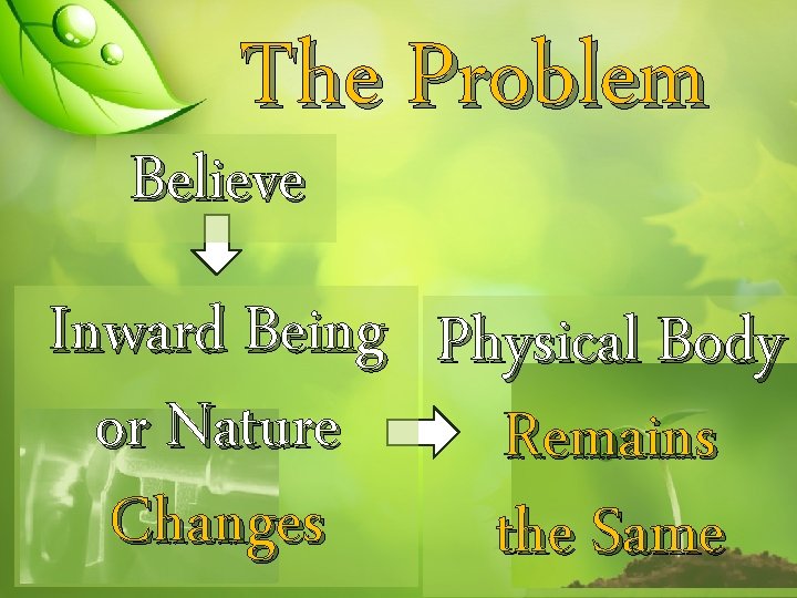The Problem Believe Inward Being Physical Body or Nature Remains Changes the Same 