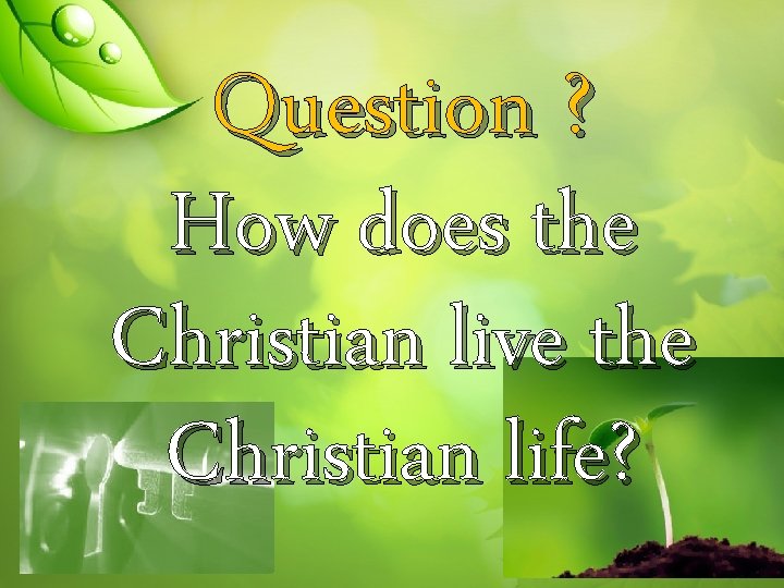 Question ? How does the Christian live the Christian life? 