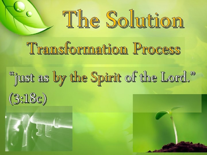 The Solution Transformation Process “just as by the Spirit of the Lord. ” (3: