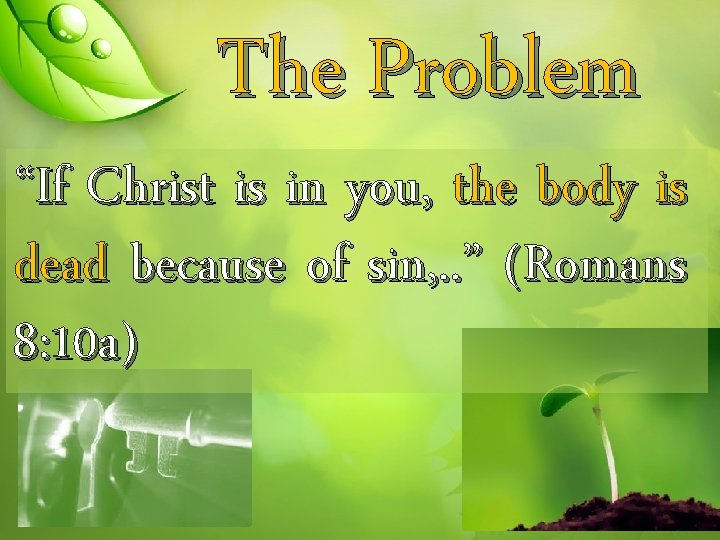 The Problem “If Christ is in you, the body is dead because of sin,