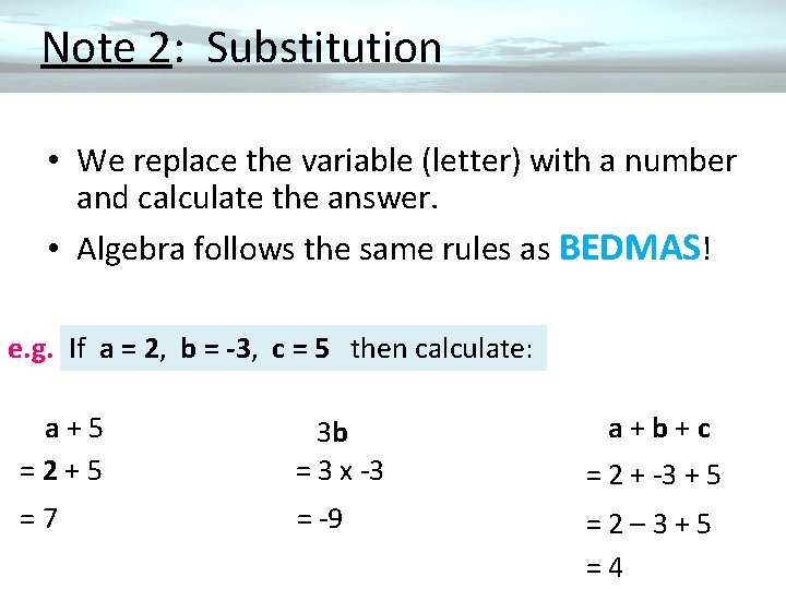 Algebra Expressions Year 9 Note 1 Expressions We