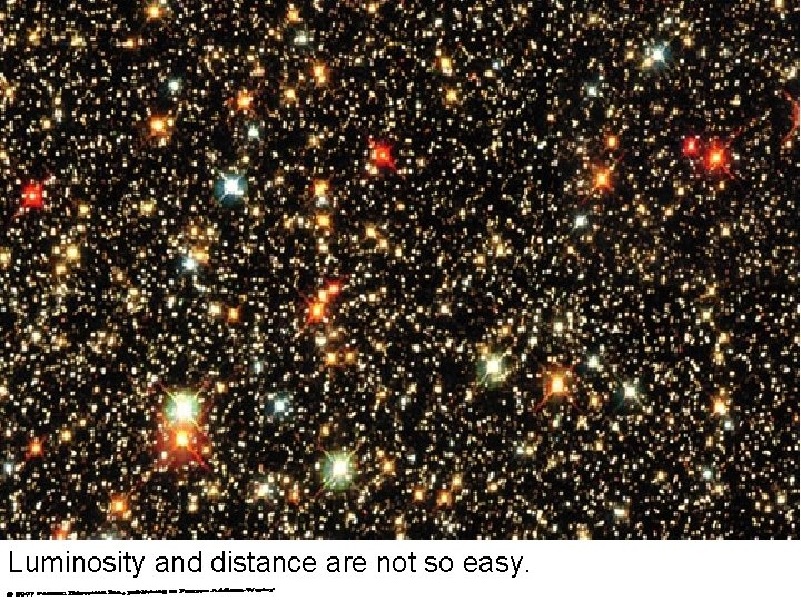 Luminosity and distance are not so easy. Luminosity and distance are not so easy.