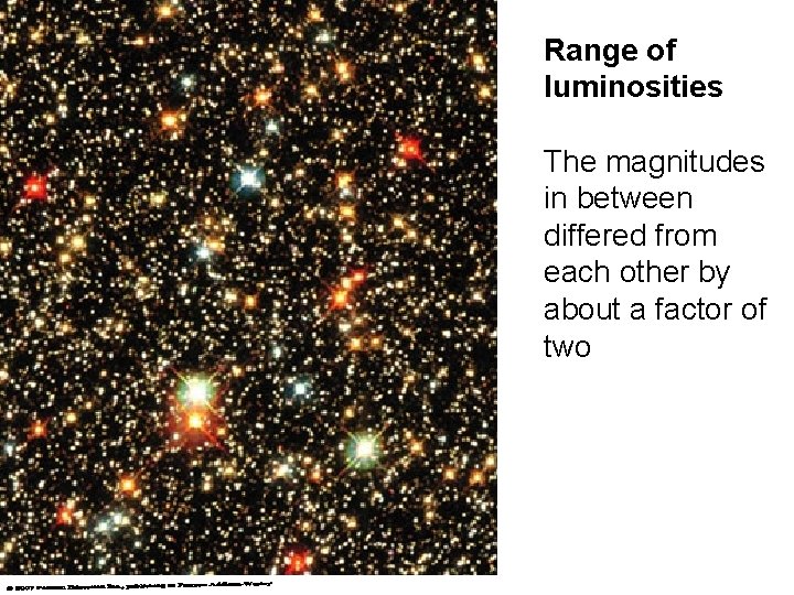 Range of luminosities The magnitudes in between differed from each other by about a Range of luminosities The magnitudes in between differed from each other by about a