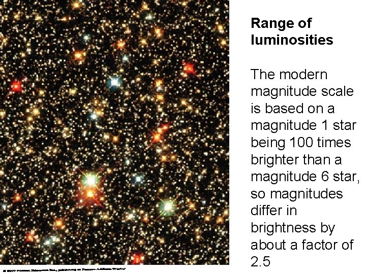 Range of luminosities The modern magnitude scale is based on a magnitude 1 star