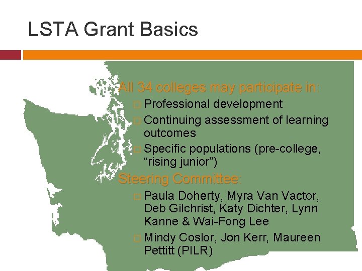 LSTA Grant Basics All 34 colleges may participate in: � Professional development � Continuing