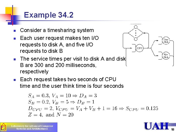 Example 34. 2 n n Consider a timesharing system Each user request makes ten