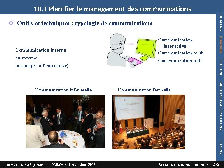 10. 1 Planifier le management des communications INITIATING Outils et techniques : typologie de
