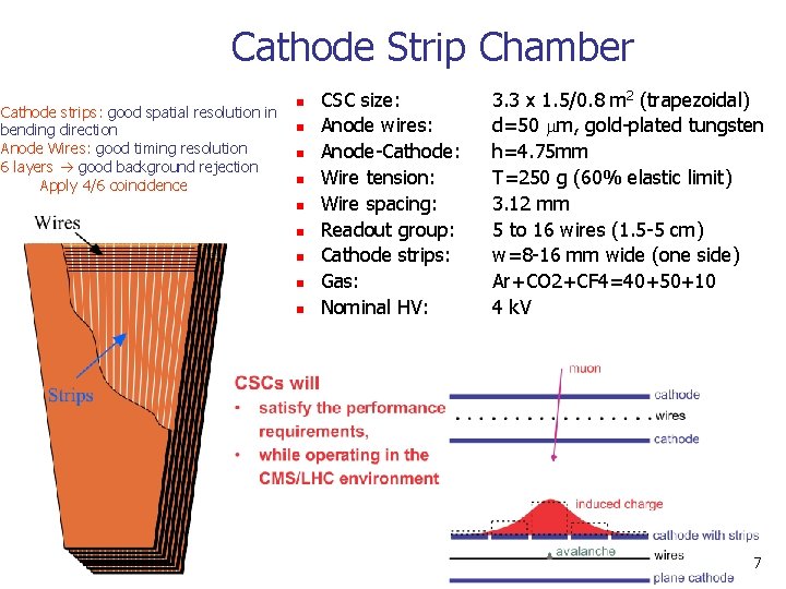 Cathode Strip Chamber Cathode strips: good spatial resolution in bending direction Anode Wires: good Cathode Strip Chamber Cathode strips: good spatial resolution in bending direction Anode Wires: good