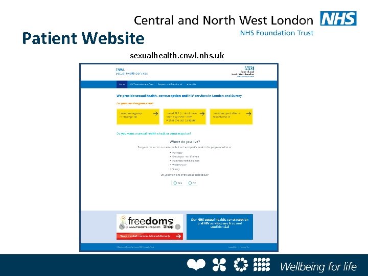 Patient Website sexualhealth. cnwl. nhs. uk 