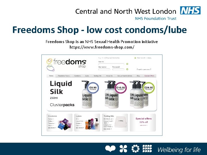 Freedoms Shop - low cost condoms/lube Freedoms Shop is an NHS Sexual Health Promotion