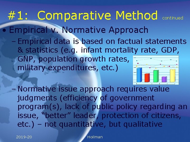 #1: Comparative Method continued • Empirical v. Normative Approach – Empirical data is based