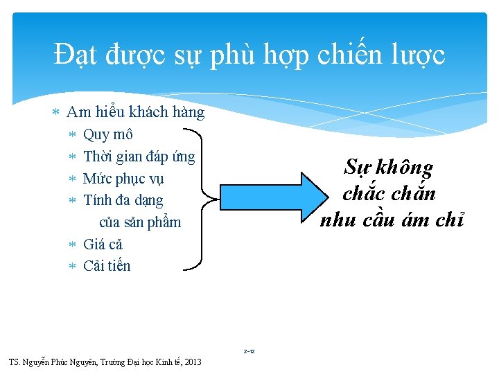 Đạt được sự phù hợp chiến lược Am hiểu khách hàng Quy mô Thời