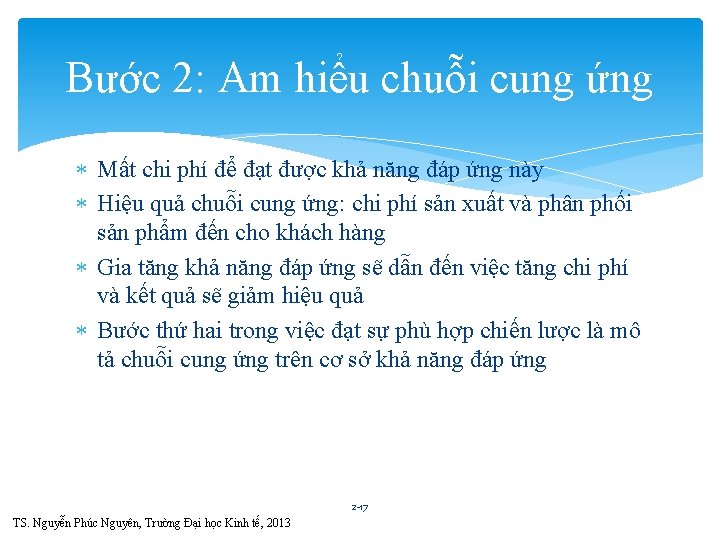 Bước 2: Am hiểu chuỗi cung ứng Mất chi phí để đạt được khả