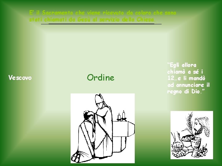 E’ il Sacramento che viene ricevuto da coloro che sono stati chiamati da Gesù