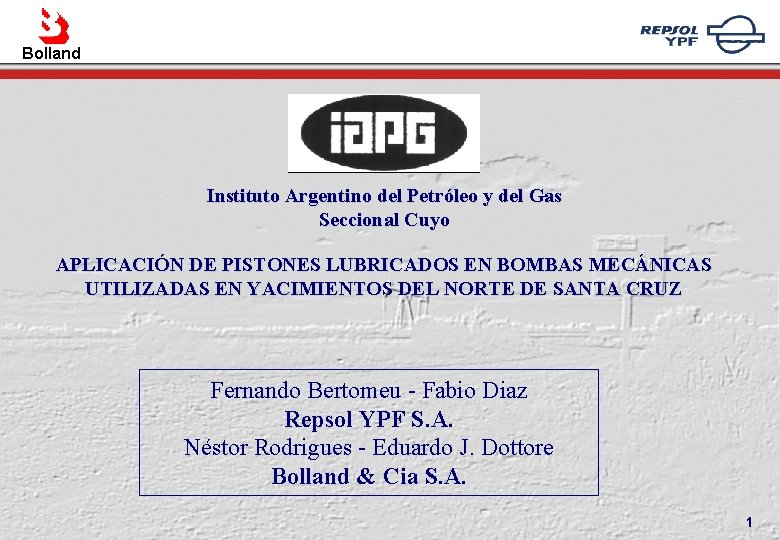 Bolland Instituto Argentino del Petróleo y del Gas Seccional Cuyo APLICACIÓN DE PISTONES LUBRICADOS