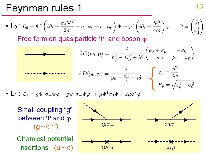 Feynman rules 1 • L 0 : Free fermion quasiparticle and boson • L