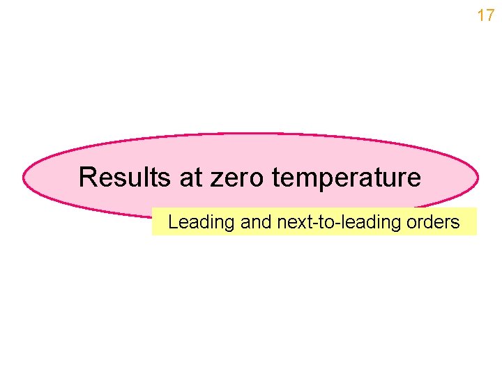 17 Results at zero temperature Leading and next-to-leading orders 
